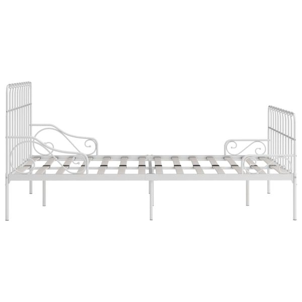 vidaXL Bed Frame without Mattress with Slatted Base White Metal 120x200 cm