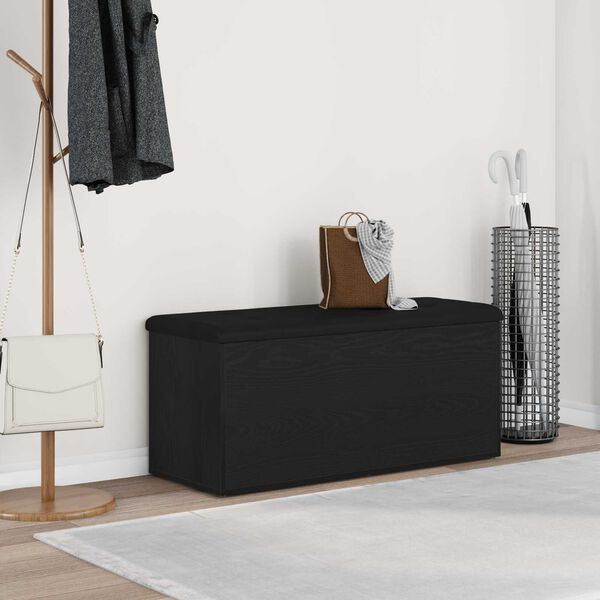 vidaXL Storage Bench Black oak 102 x 42 x 45 cm Engineered Wood