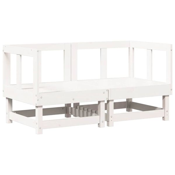 vidaXL Corner Sofas with Cushions 2 pcs White Solid Wood Pine