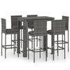 vidaXL 7 Piece Garden Bar Set with Cushions Poly Rattan Grey