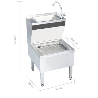 vidaXL Commercial Hand Wash Sink with Faucet Freestanding Stainless Steel