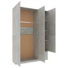 vidaXL 3-Door Wardrobe Concrete Grey 120x50x180 cm Engineered Wood