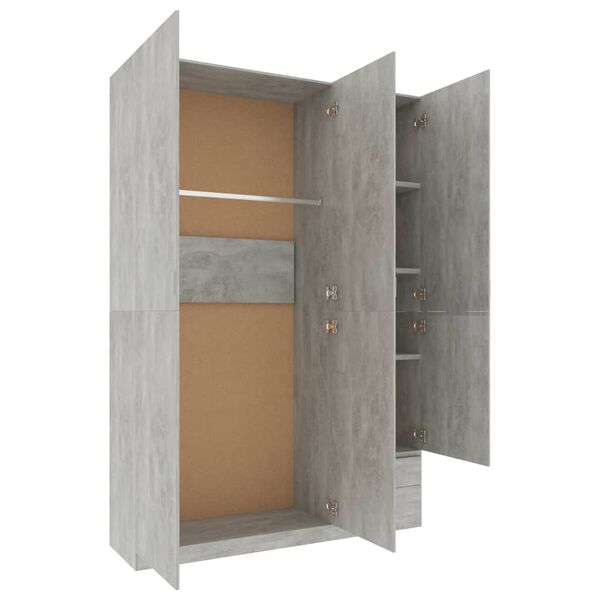 vidaXL 3-Door Wardrobe Concrete Grey 120x50x180 cm Engineered Wood