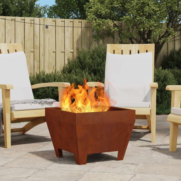 vidaXL Fire Pit Brown 50 x 50 x 38 cm Weathering Steel