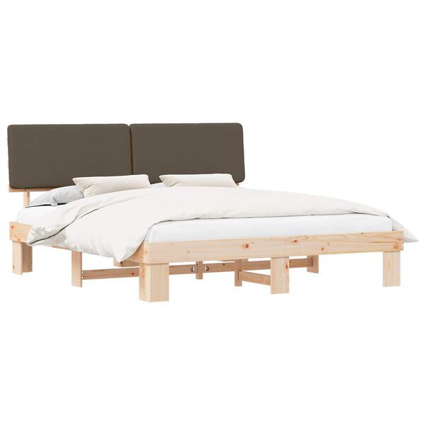vidaXL Bed Frame with Upholstered Headboard Taupe 180 x 200 cm