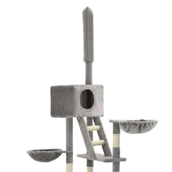 vidaXL Cat Tree with Sisal Scratching Posts 230-260 cm Grey