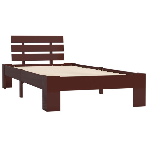 vidaXL Bed Frame without Mattress Dark Brown Solid Pine Wood 90x200 cm