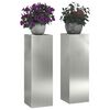 vidaXL Plant Stand 2 pcs Silver 24 x 24 x 75 cm Galvanised steel