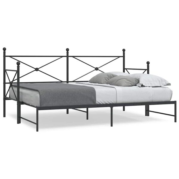 vidaXL Daybed with Trundle without Mattress Black 90x190 cm Steel