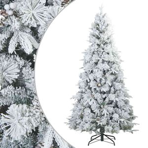 vidaXL Artificial Hinged Christmas Tree Snow Flocked White 240 cm