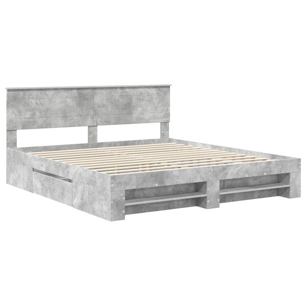 vidaXL Bed Frame Concrete Grey 200 x 200 cm Engineered Wood