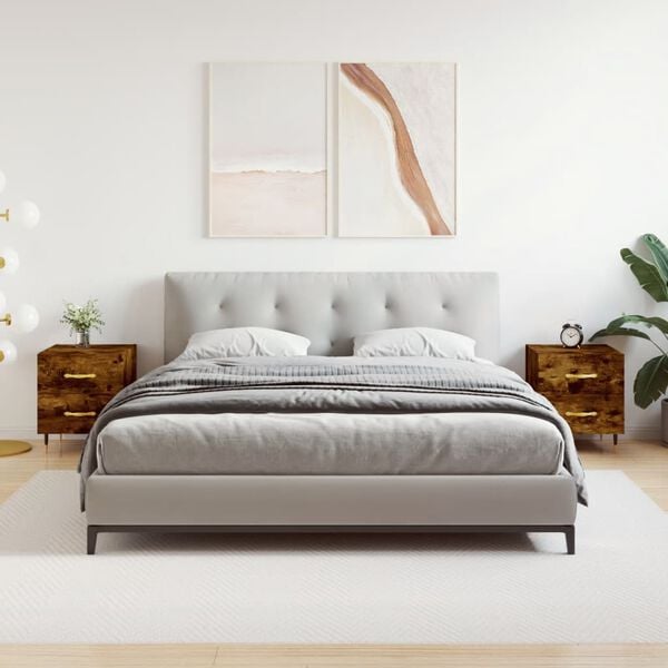 vidaXL Bedside Cabinets 2 pcs Smoked Oak 40x35x47.5 cm Engineered Wood