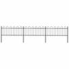 vidaXL Garden Fence with Hoop Top Steel 537x80 cm Black