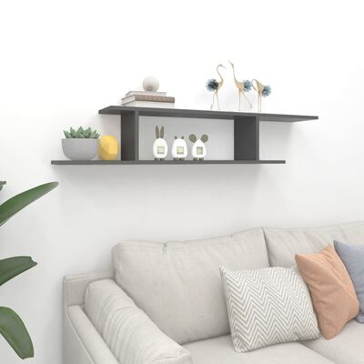 vidaXL Wall-Mounted TV Shelf Grey 125x18x23 cm Engineered Wood