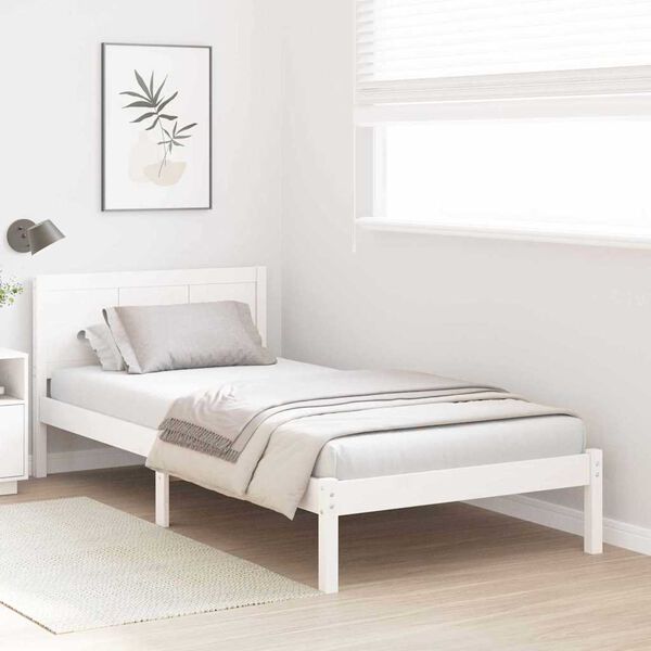 vidaXL Bed Frame White 100 x 200 cm Solid Pine wood