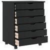 vidaXL Rolling Cabinet with Drawers MOSS Black Solid Wood Pine