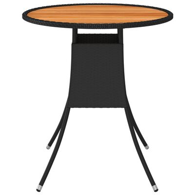 vidaXL Garden Dining Table Black Ø 70 cm Poly Rattan and Solid Acacia Wood