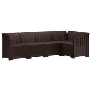 vidaXL 5-Seater Garden Sofa Rattan Look 5-Seater PP Brown