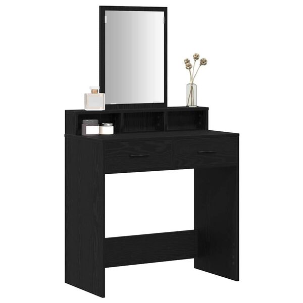 vidaXL Dressing Table Black Oak 79 x 41 x 140 cm Engineered Wood