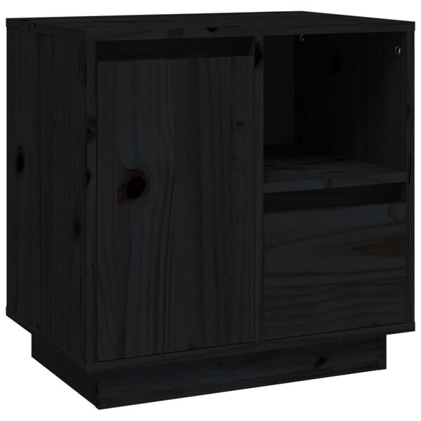 vidaXL Bedside Cabinet Black 50x34x50 cm Solid Wood Pine