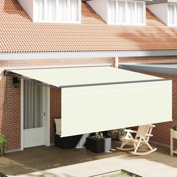 vidaXL Retractable Awning Cream 400 x 300 cm Polyester and Aluminium