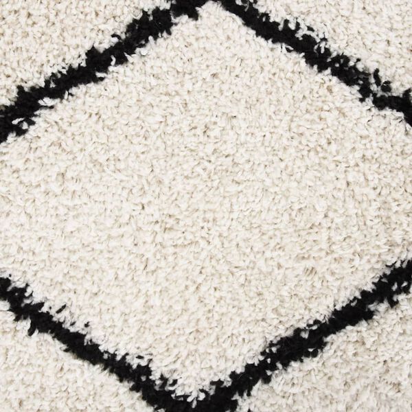 vidaXL Shaggy Rug High Pile Black and Cream &phi;120 cm