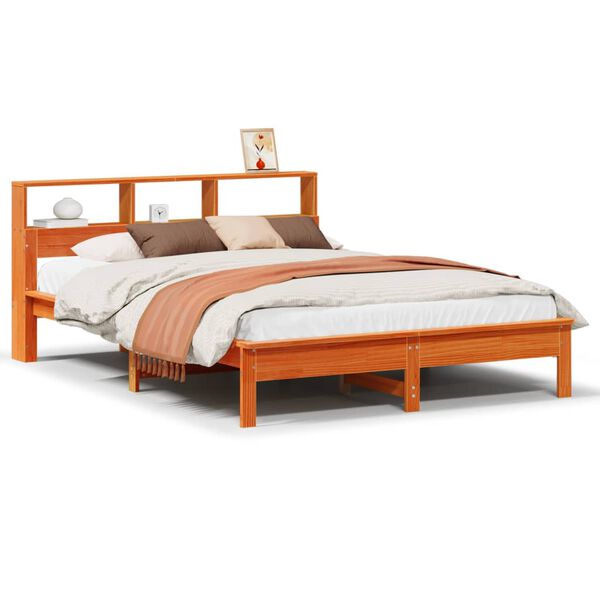 vidaXL Bed Frame without Mattress Wax Brown 150x200 cm King Size Solid Wood Pine