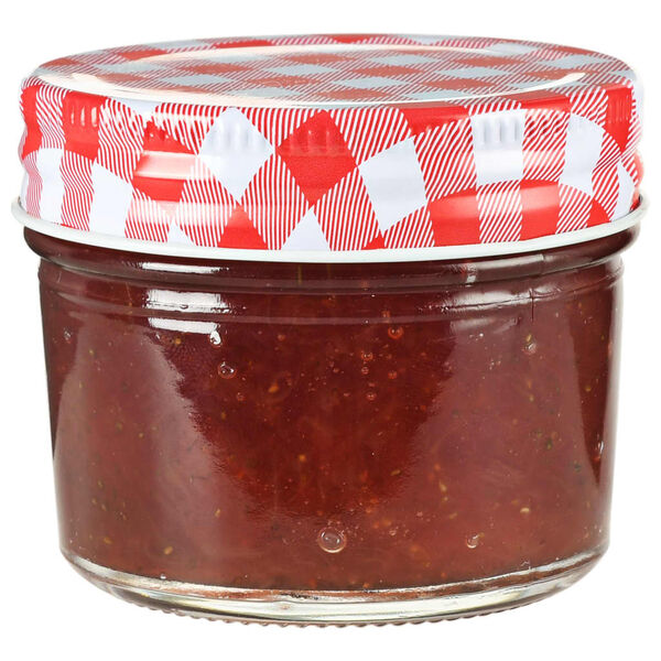 vidaXL Glass Jam Jars with White and Red Lids 96 pcs 110 ml