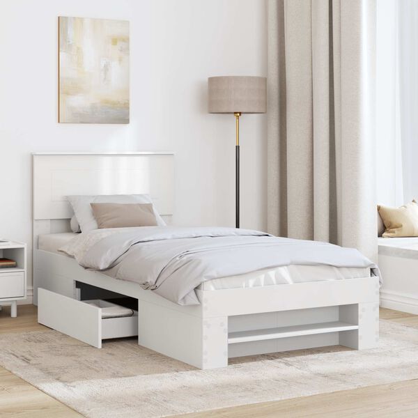 vidaXL Bed Frame with Headboard White 80 x 200 cm Engineered Wood