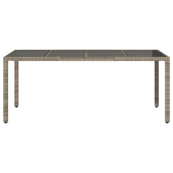 vidaXL Garden Table with Glass Top Grey 190x90x75 cm Poly Rattan