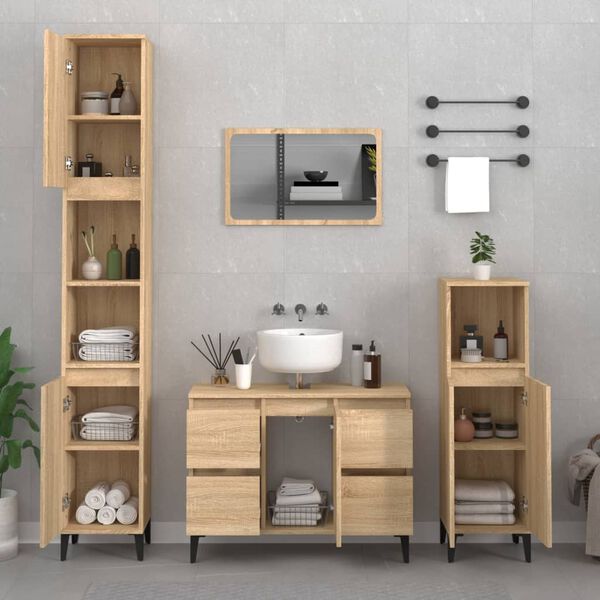 vidaXL Sink Cabinet Sonoma Oak 80x33x60 cm Engineered Wood