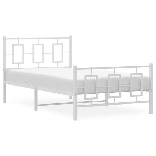 vidaXL Metal Bed Frame without Mattress with Footboard White 100x190cm
