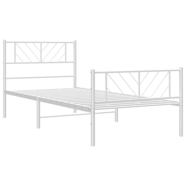 vidaXL Metal Bed Frame without Mattress with Footboard White 75x190cm