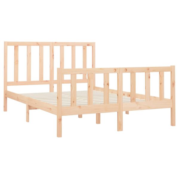 vidaXL Bed Frame without Mattress 150x200 cm King Size Solid Wood Pine