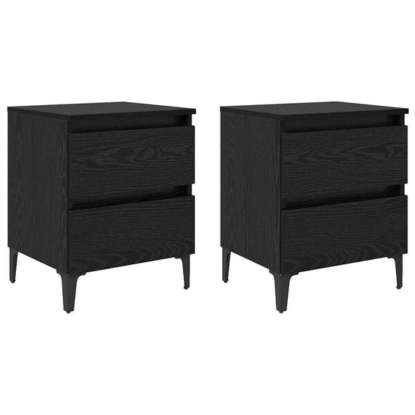 vidaXL Bedside Cabinet 2 pcs Black oak 40 x 35 x 50 cm Engineered wood