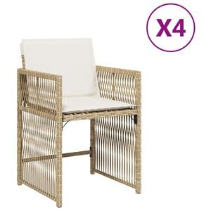 vidaXL Garden Chairs with Cushions 4 pcs Beige Poly Rattan