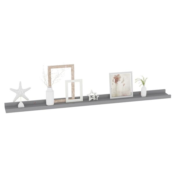vidaXL Wall Shelves 2 pcs Grey 100x9x3 cm