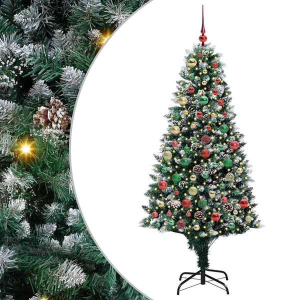 vidaXL Artificial Christmas Tree with 300 LEDs with Stand Green 180 cm