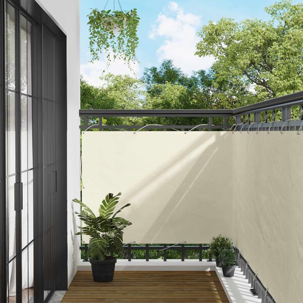 vidaXL Balcony Screen Cream 110 x 700 cm Oxford Fabric