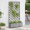 vidaXL Planter with Trellis Grey Solid Wood Fir