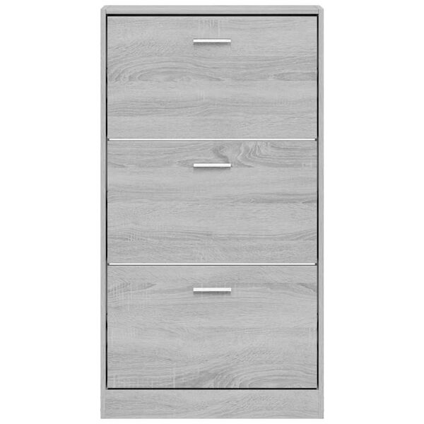 vidaXL Shoe Cabinet Grey Sonoma 59x17x108 cm Engineered Wood