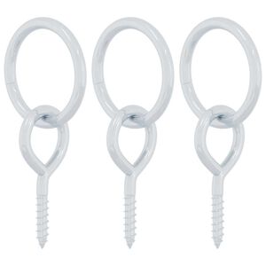 vidaXL Horse Tie Rings with Eye Screws 3 pcs Silver Steel