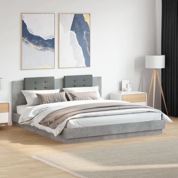vidaXL Bed Frame without Mattress Concrete Grey 160x200 cm