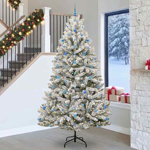 vidaXL Artificial Christmas Tree Green and White 270 cm PVC and Metal
