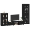 vidaXL TV Cabinet Set with Drawer FLORIN Black Engineered Wood