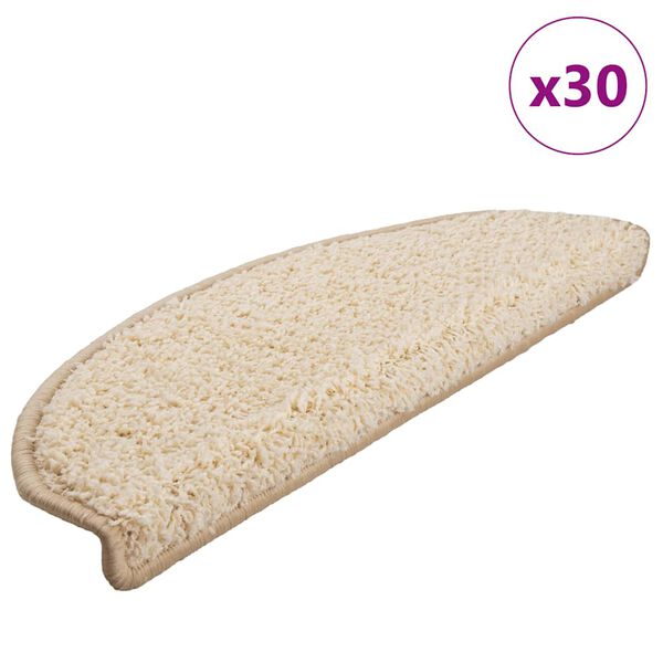 vidaXL Stair Mats 30 pcs 65x21x4 cm Cream Half Round Large