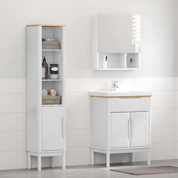 vidaXL Bathroom Furniture Set FLORO 2 pcs White Solid Pine Wood