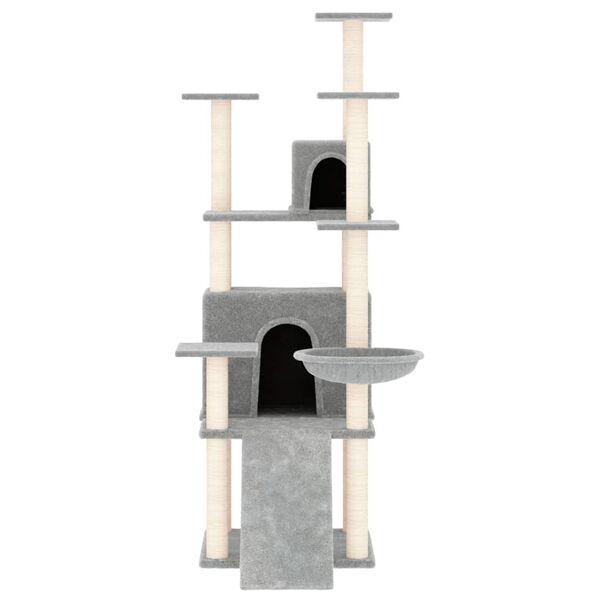 vidaXL Cat Tree with Sisal Scratching Posts Light Grey 154 cm
