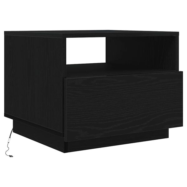 vidaXL Coffee Table with LED Lights Black Oak 50x49x40 cm