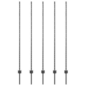 vidaXL Embedded Fence Post 5 pcs Grey 200 cm Powder-Coated Steel